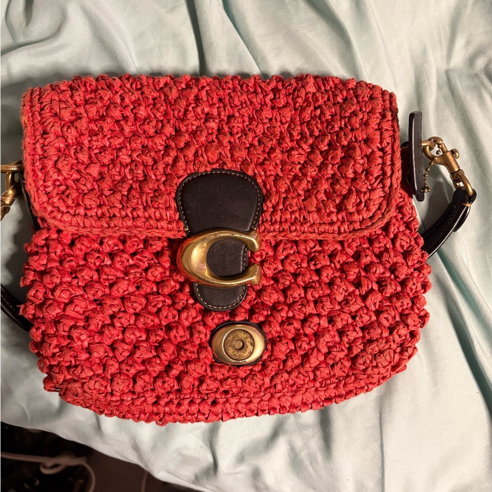 Coach Red Textured Shoulder Bag